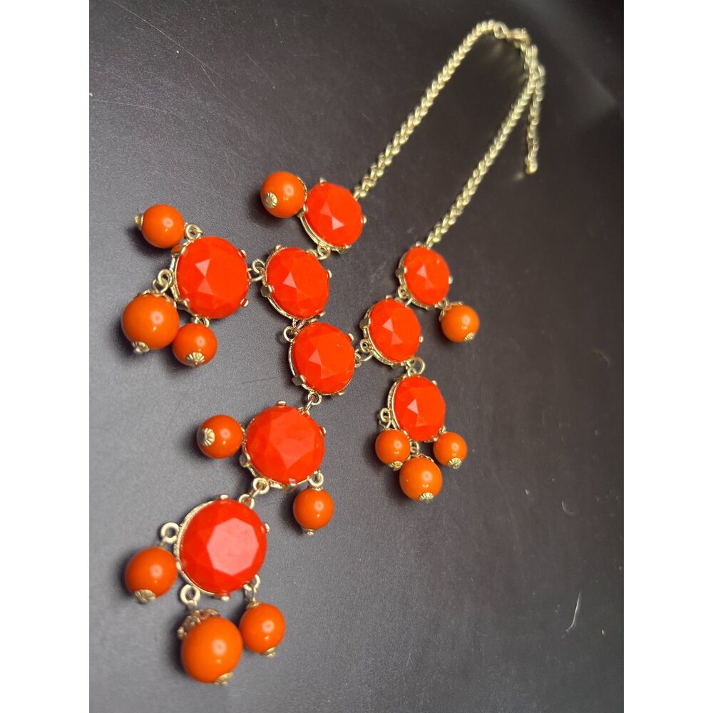 Burnt Orange Statement Necklace - image 1